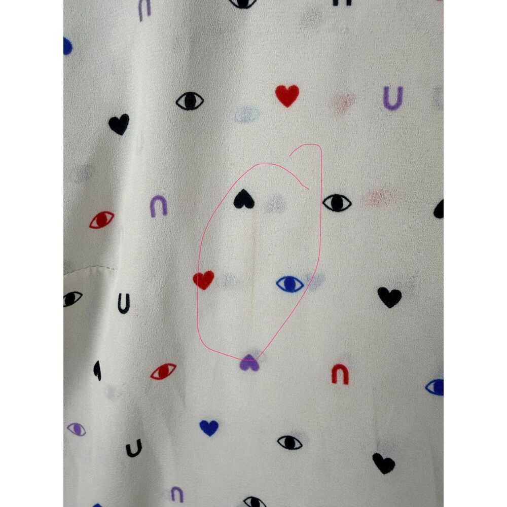 Plus Size Modcloth "Eye Heart U" Tie Neck Blouse with 3/4 Sleeves - Size 2X - Picture 4 of 8